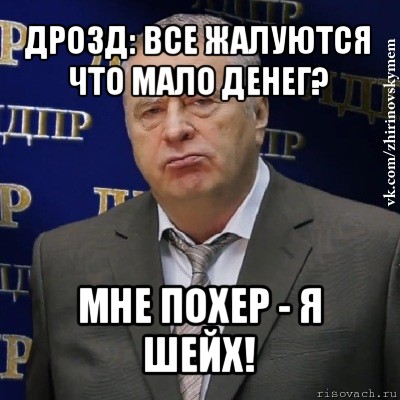 дрозд: все жалуются что мало денег? мне похер - я шейх!, Мем Хватит это терпеть (Жириновский)