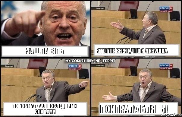 Зашла в ПБ Этот не верит, что я девушка Тот обматерил последними словами Поиграла блять!, Комикс Жириновский