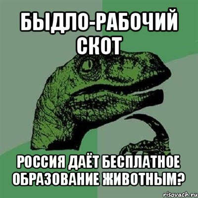 быдло-рабочий скот россия даёт бесплатное образование животным?