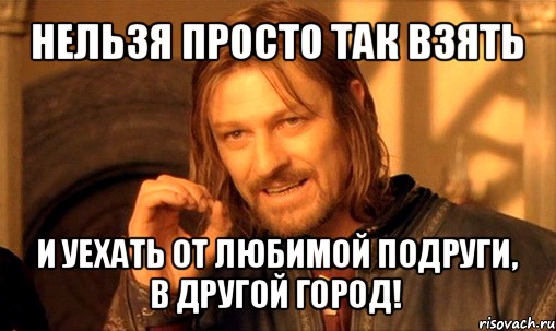 нельзя просто так взять и уехать от любимой подруги, в другой город!, Мем Нельзя просто так взять и (Боромир мем)