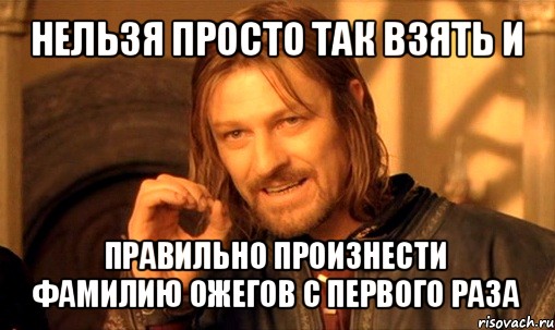 нельзя просто так взять и правильно произнести фамилию ожегов с первого раза, Мем Нельзя просто так взять и (Боромир мем)