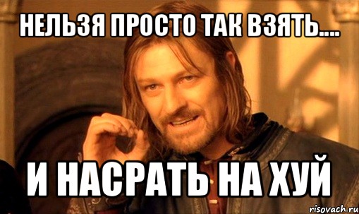 нельзя просто так взять.... и насрать на хуй, Мем Нельзя просто так взять и (Боромир мем)