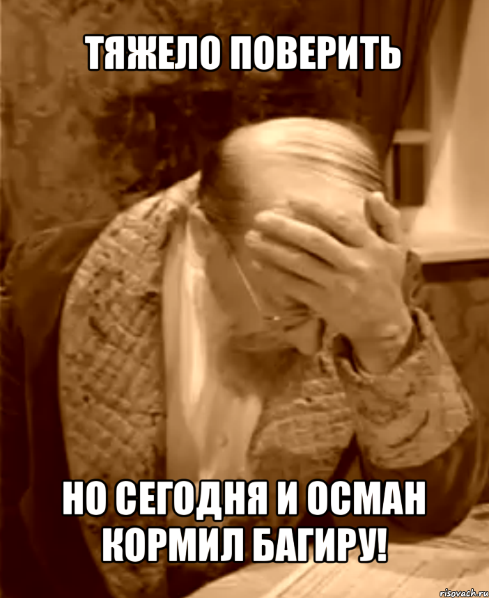 тяжело поверить но сегодня и осман кормил багиру!, Мем  Профессор Преображенский фейспалм