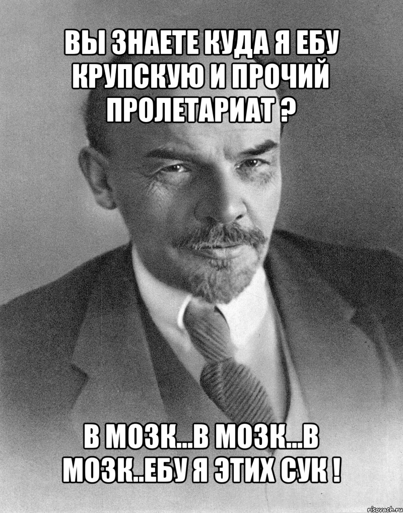 вы знаете куда я ебу крупскую и прочий пролетариат ? в мозк...в мозк...в мозк..ебу я этих сук !