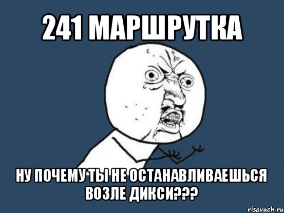 241 маршрутка ну почему ты не останавливаешься возле дикси???, Мем Ну почему