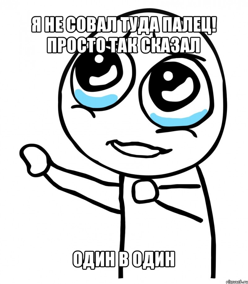 я не совал туда палец! просто так сказал один в один, Мем  please  с вытянутой рукой