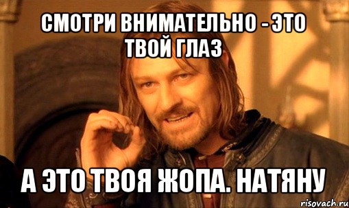 смотри внимательно - это твой глаз а это твоя жопа. натяну, Мем Нельзя просто так взять и (Боромир мем)