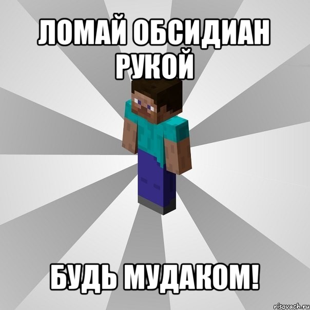 ломай обсидиан рукой будь мудаком!, Мем Типичный игрок Minecraft