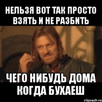 нельзя вот так просто взять и не разбить чего нибудь дома когда бухаеш, Мем Нельзя просто взять