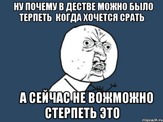 ну почему в дестве можно было терпеть когда хочется срать а сейчас не вожможно стерпеть это, Мем Ну почему