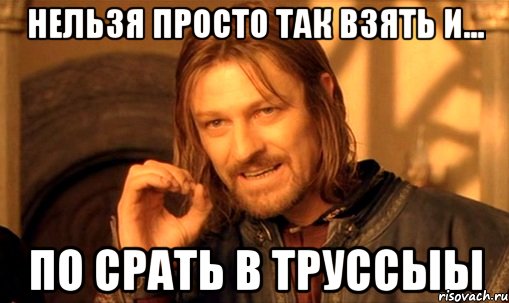 нельзя просто так взять и... по срать в труссыы, Мем Нельзя просто так взять и (Боромир мем)