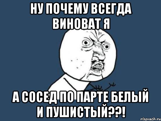 ну почему всегда виноват я а сосед по парте белый и пушистый??!, Мем Ну почему