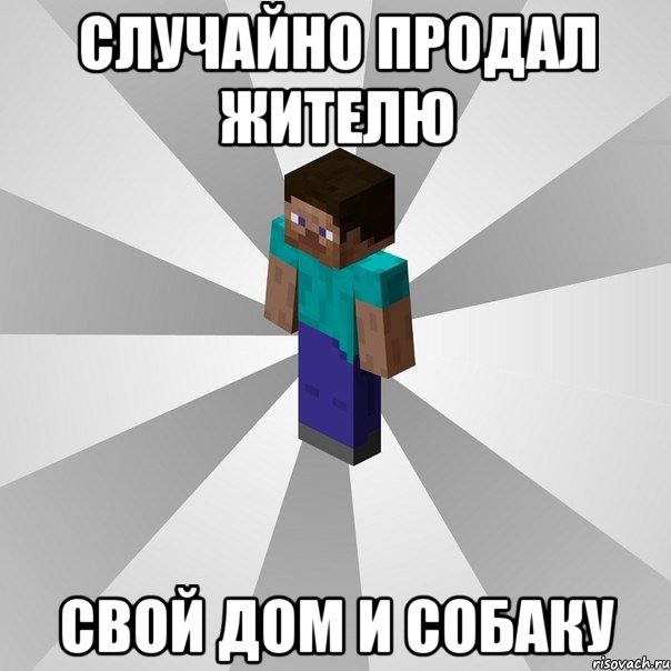 случайно продал жителю свой дом и собаку, Мем Типичный игрок Minecraft