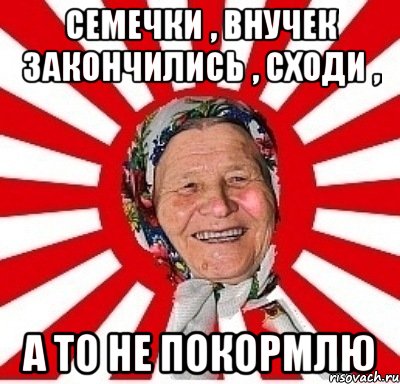 семечки , внучек закончились , сходи , а то не покормлю, Мем  бабуля