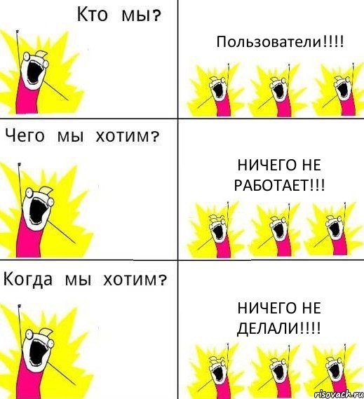 Пользователи!!! Ничего не работает!!! Ничего не делали!!!, Комикс Что мы хотим