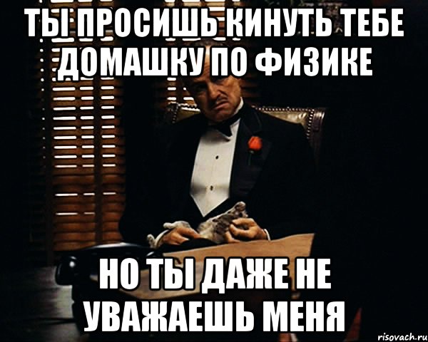 ты просишь кинуть тебе домашку по физике но ты даже не уважаешь меня, Мем Дон Вито Корлеоне