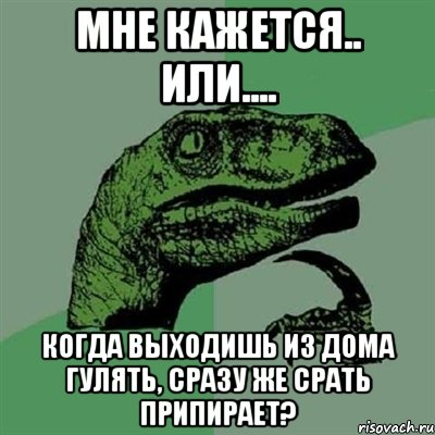 мне кажется.. или.... когда выходишь из дома гулять, сразу же срать припирает?