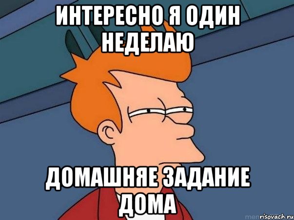 интересно я один неделаю домашняе задание дома, Мем  Фрай (мне кажется или)