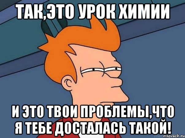 так,это урок химии и это твои проблемы,что я тебе досталась такой!, Мем  Фрай (мне кажется или)