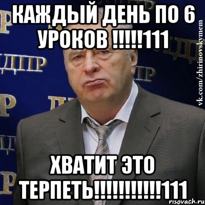 каждый день по 6 уроков !!!111 хватит это терпеть!!!111, Мем Хватит это терпеть (Жириновский)