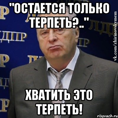 "остается только терпеть?.." хватить это терпеть!, Мем Хватит это терпеть (Жириновский)