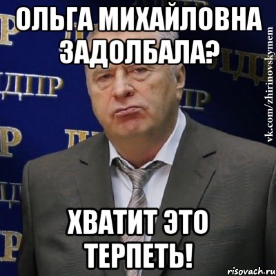 ольга михайловна задолбала? хватит это терпеть!, Мем Хватит это терпеть (Жириновский)