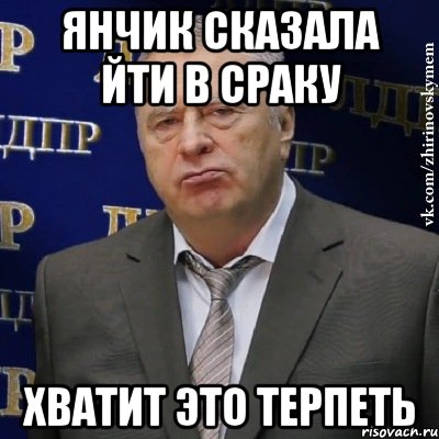 янчик сказала йти в сраку хватит это терпеть, Мем Хватит это терпеть (Жириновский)