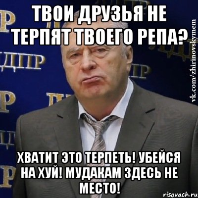 твои друзья не терпят твоего репа? хватит это терпеть! убейся на хуй! мудакам здесь не место!, Мем Хватит это терпеть (Жириновский)