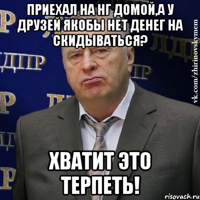 приехал на нг домой,а у друзей якобы нет денег на скидываться? хватит это терпеть!, Мем Хватит это терпеть (Жириновский)