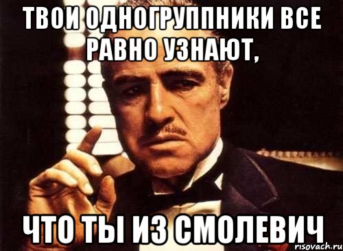 твои одногруппники все равно узнают, что ты из смолевич, Мем крестный отец