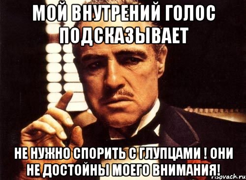 мой внутрений голос подсказывает не нужно спорить с глупцами ! они не достойны моего внимания!, Мем крестный отец