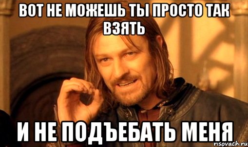 вот не можешь ты просто так взять и не подъебать меня, Мем Нельзя просто так взять и (Боромир мем)