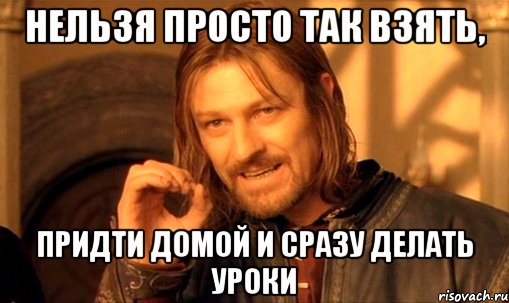 нельзя просто так взять, придти домой и сразу делать уроки, Мем Нельзя просто так взять и (Боромир мем)