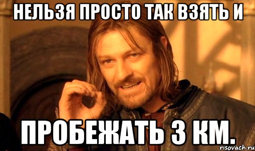 нельзя просто так взять и пробежать 3 км., Мем Нельзя просто так взять и (Боромир мем)