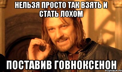 нельзя просто так взять и стать лохом поставив говноксенон, Мем Нельзя просто так взять и (Боромир мем)