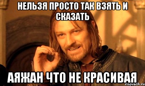 нельзя просто так взять и сказать аяжан что не красивая, Мем Нельзя просто так взять и (Боромир мем)