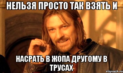 нельзя просто так взять и насрать в жопа другому в трусах, Мем Нельзя просто так взять и (Боромир мем)