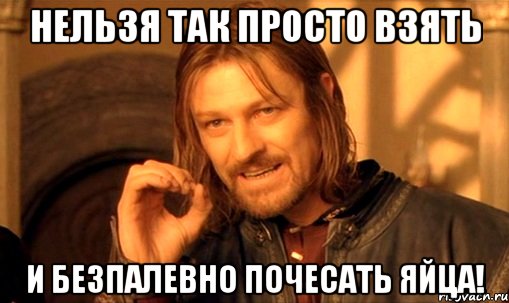 нельзя так просто взять и безпалевно почесать яйца!, Мем Нельзя просто так взять и (Боромир мем)