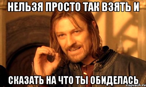 нельзя просто так взять и сказать на что ты обиделась, Мем Нельзя просто так взять и (Боромир мем)