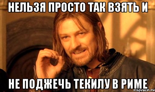 нельзя просто так взять и не поджечь текилу в риме, Мем Нельзя просто так взять и (Боромир мем)