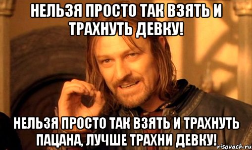 нельзя просто так взять и трахнуть девку! нельзя просто так взять и трахнуть пацана, лучше трахни девку!, Мем Нельзя просто так взять и (Боромир мем)