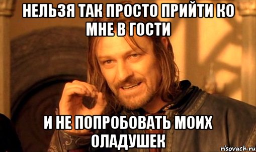 нельзя так просто прийти ко мне в гости и не попробовать моих оладушек, Мем Нельзя просто так взять и (Боромир мем)