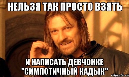 нельзя так просто взять и написать девчонке "симпотичный кадык", Мем Нельзя просто так взять и (Боромир мем)