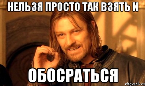 нельзя просто так взять и обосраться, Мем Нельзя просто так взять и (Боромир мем)