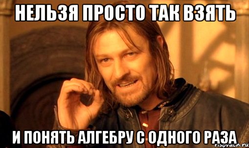 нельзя просто так взять и понять алгебру с одного раза, Мем Нельзя просто так взять и (Боромир мем)