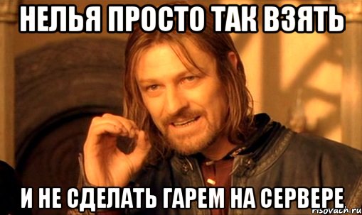 нелья просто так взять и не сделать гарем на сервере, Мем Нельзя просто так взять и (Боромир мем)