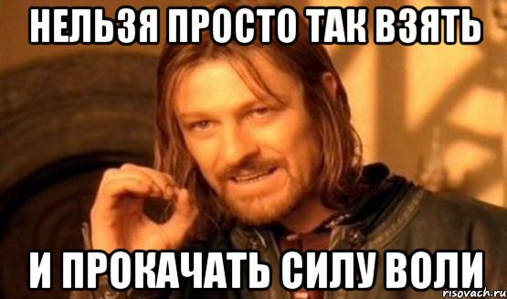 нельзя просто так взять и прокачать силу воли, Мем Нельзя просто так взять и (Боромир мем)