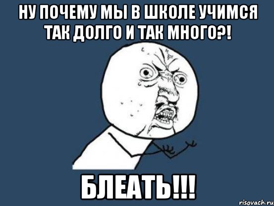 ну почему мы в школе учимся так долго и так много?! блеать!!!, Мем Ну почему