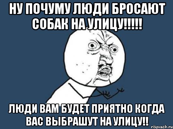 ну почуму люди бросают собак на улицу!!! люди вам будет приятно когда вас выбрашут на улицу!!, Мем Ну почему