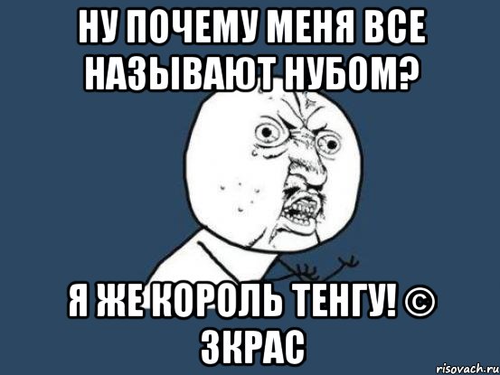 ну почему меня все называют нубом? я же король тенгу! © 3крас, Мем Ну почему